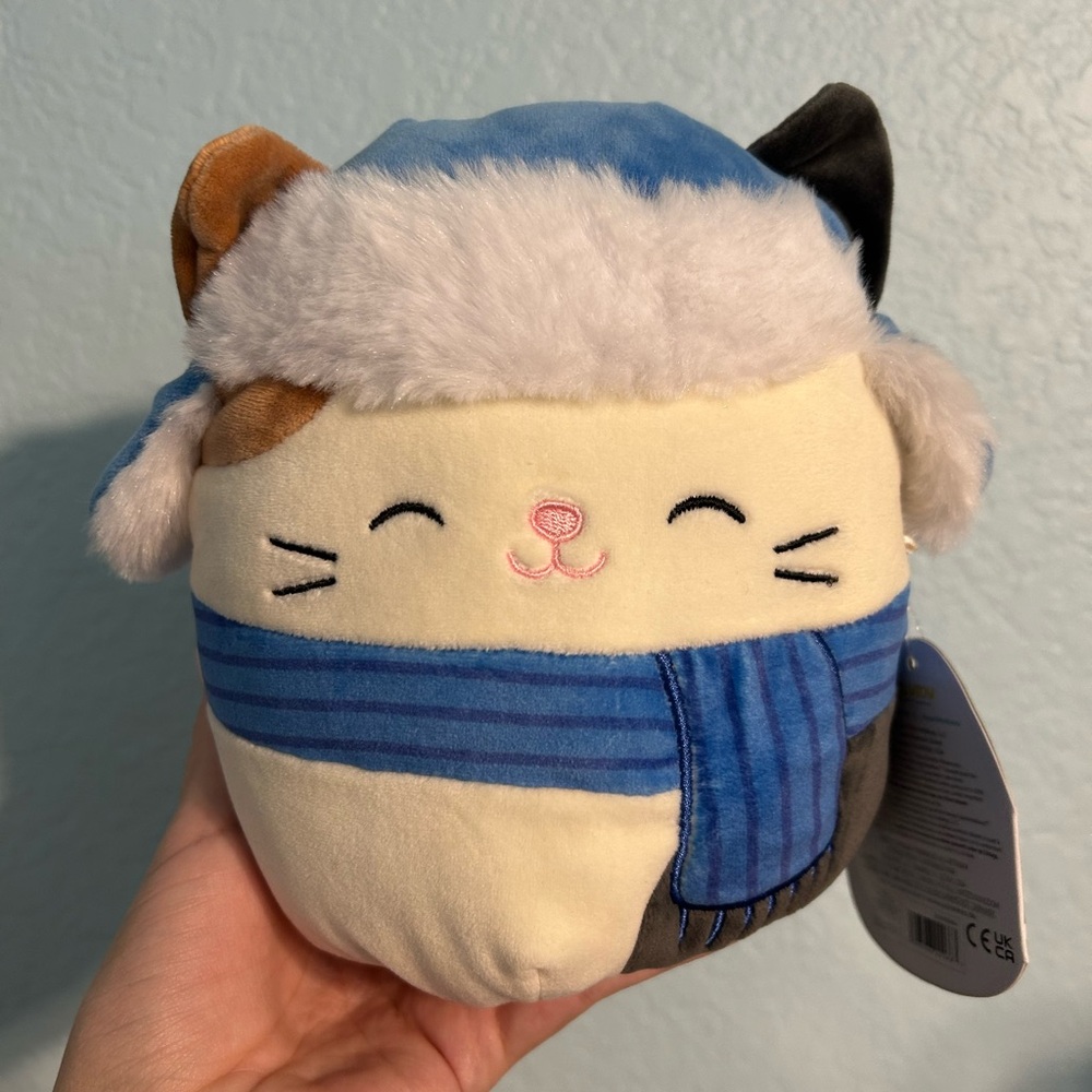 Squishmallows Blue and Cream Cat Stuffed Animal